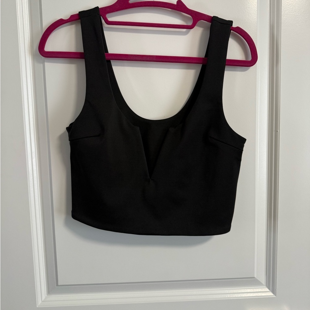 Black V Neckline Crop Top